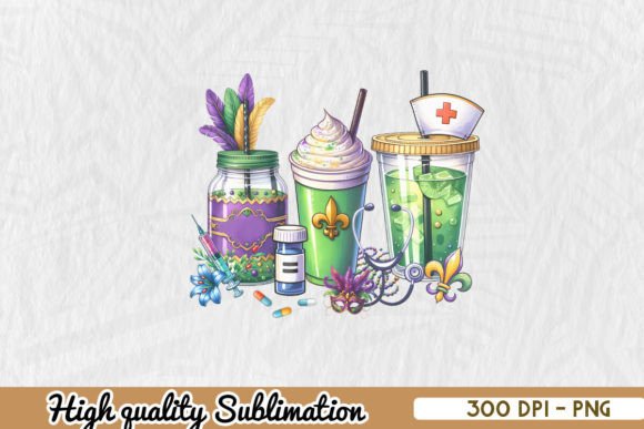 Mardi Gras Coffee Nurse PNG Design Review