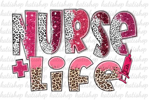 Nurse Life Glitter Leopard Sublimation