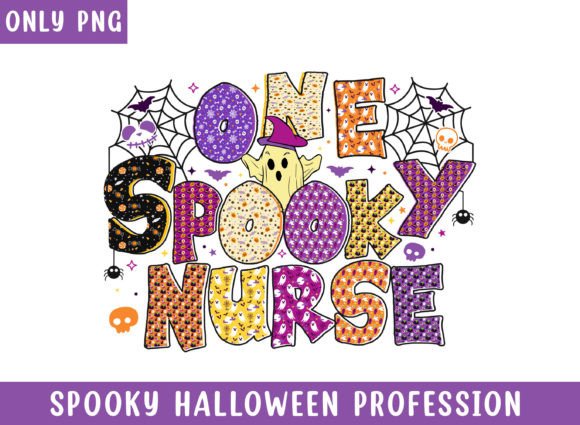 One Spooky Nurse Halloween Pattern Text