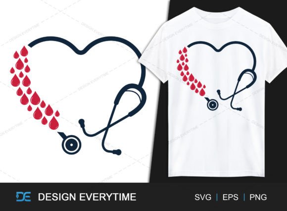 Premium Stethoscope with Heart Shape SVG