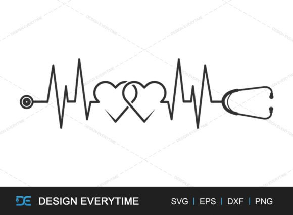 Stethoscope with Heart Beat SVG Design for Embroidery